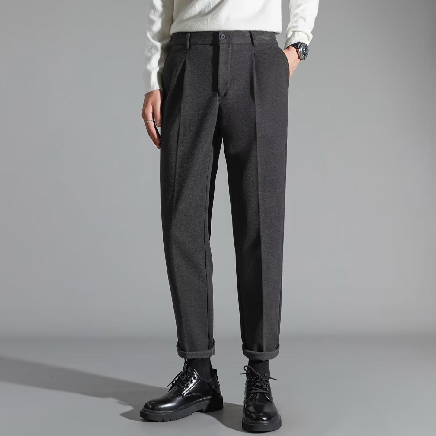 Mens Stylish Slim-fit Wool Casual Pants