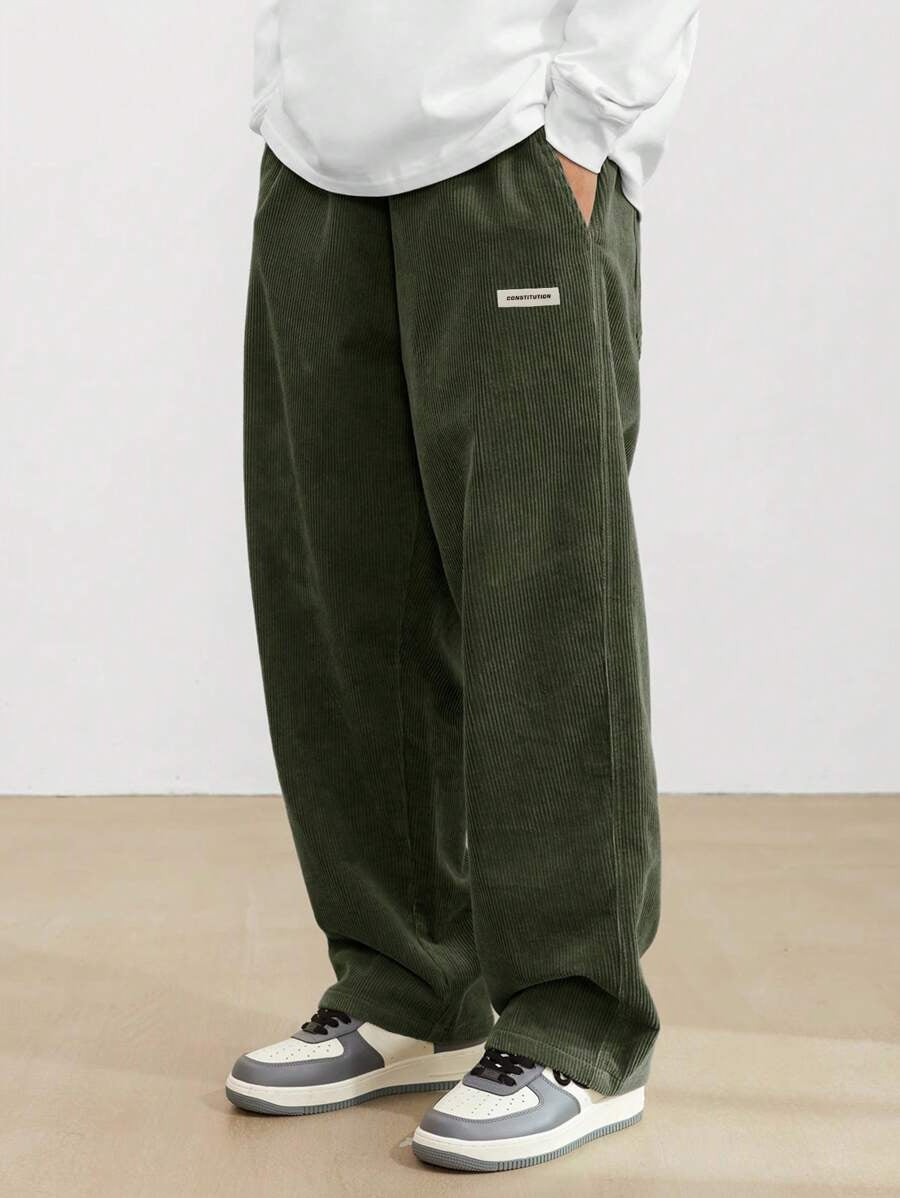 Men's Drawstring Trousers Casual Loose-fitting Pockets Straight Pants Sports Clothing