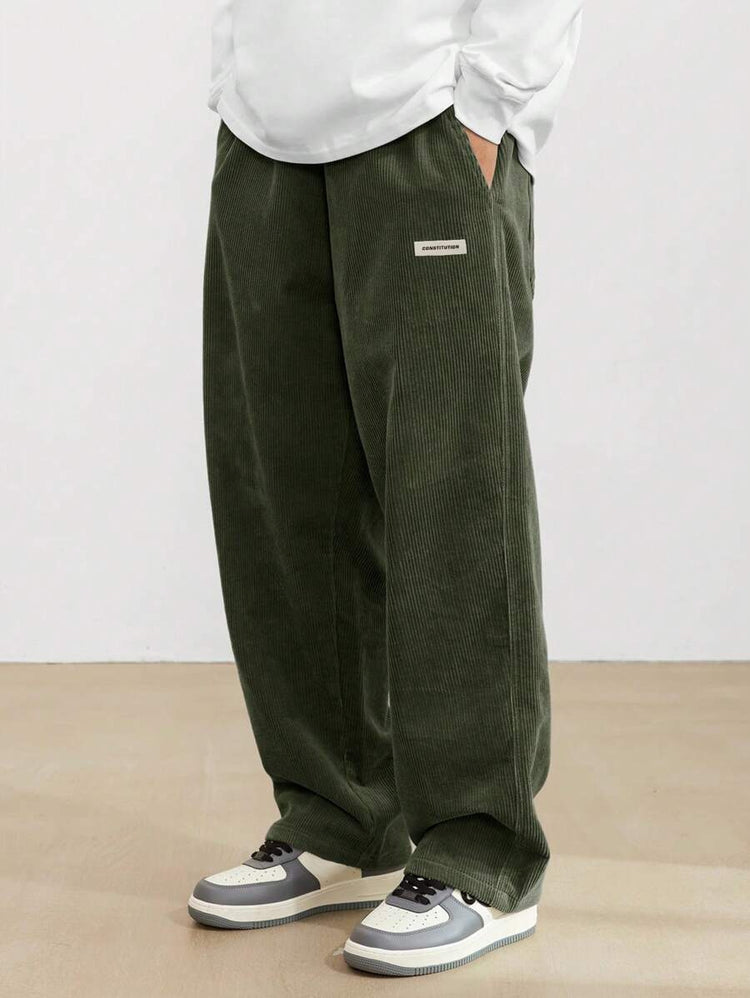 Men's Drawstring Trousers Casual Loose-fitting Pockets Straight Pants Sports Clothing