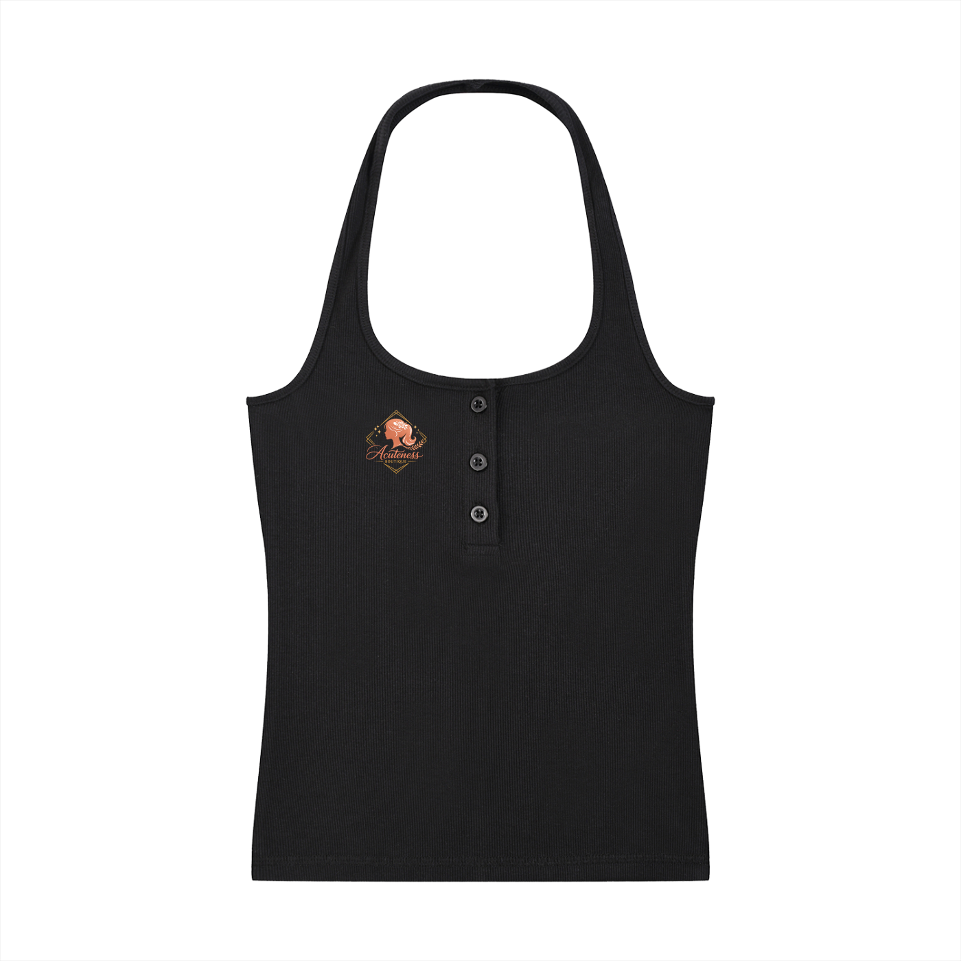 Women's Ribbed Henley Tank Top