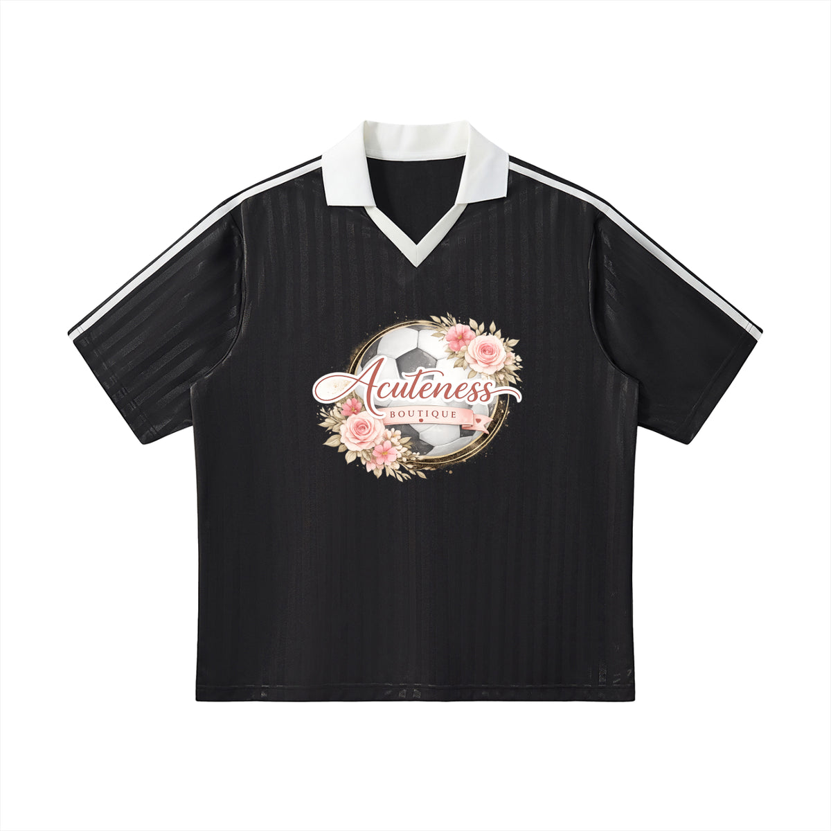 Contrast Collar Striped Soccer Jersey