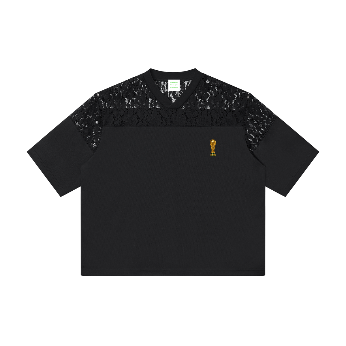 Unisex Lace Paneling V-Neck T-Shirt
