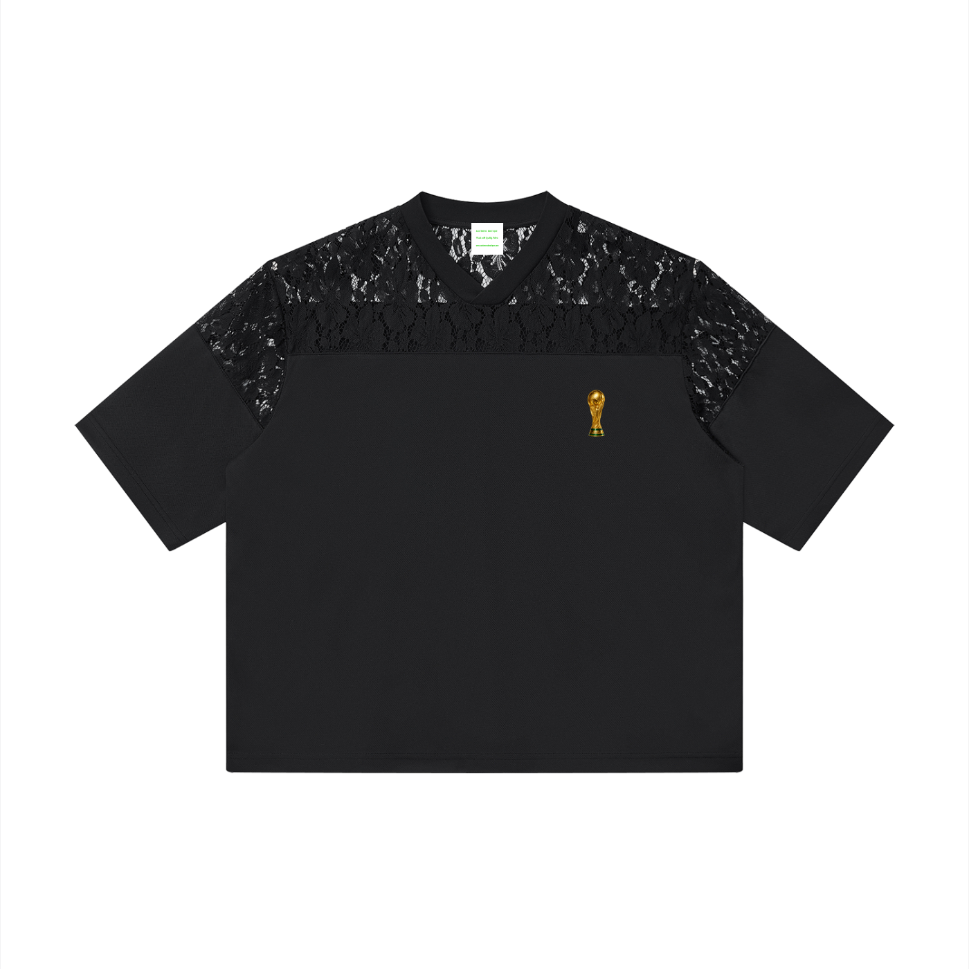 Unisex Lace Paneling V-Neck T-Shirt