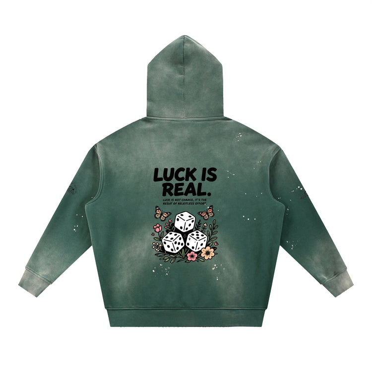 Vintage Washed Frayed Fleece Hoodie