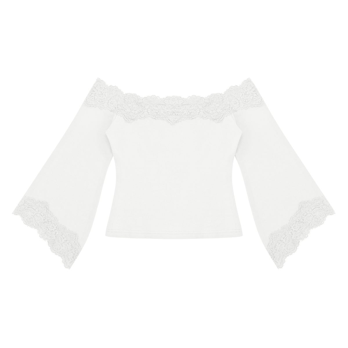 Women's Off-the-Shoulder Lace Trim T-Shirt