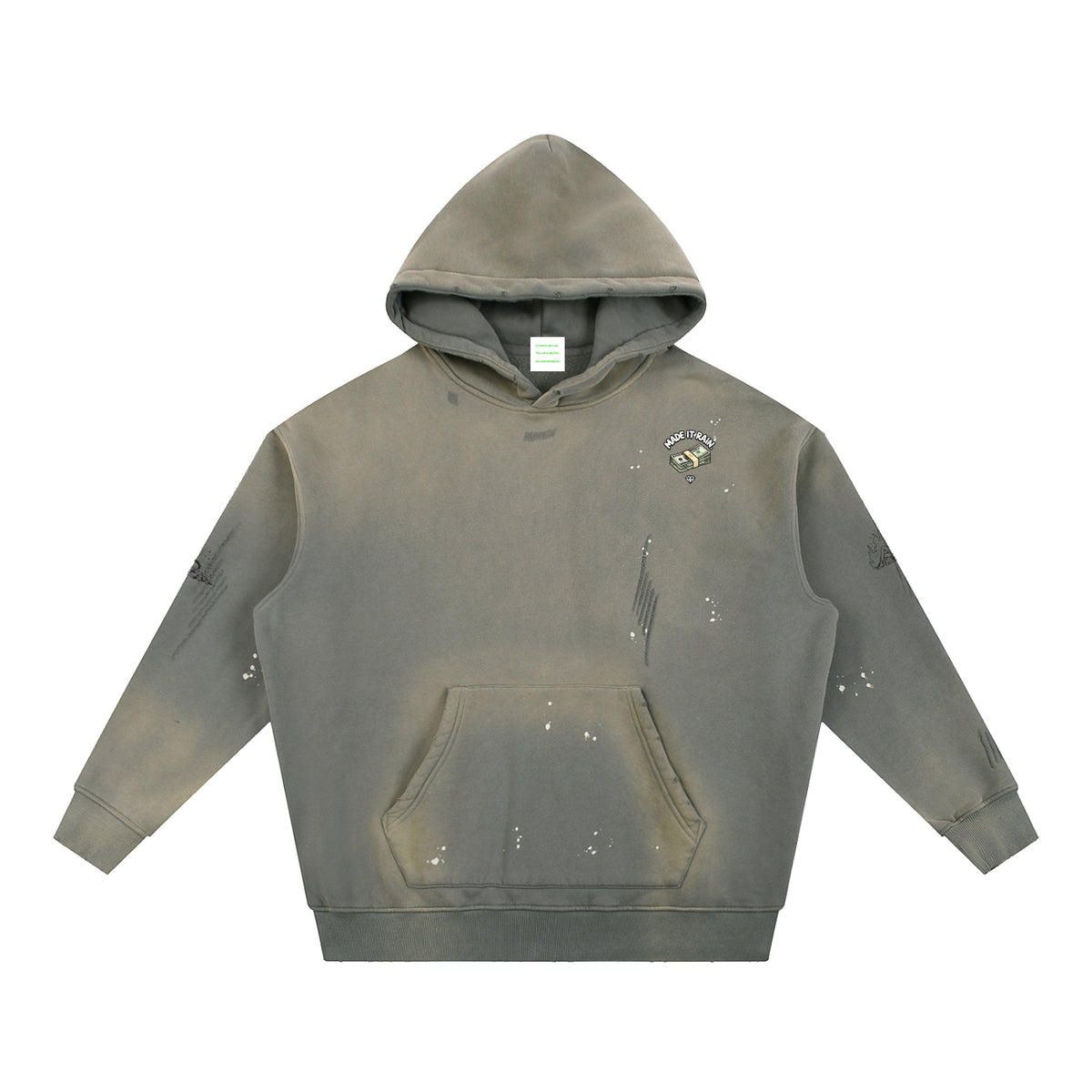 Vintage Washed Frayed Fleece Hoodie