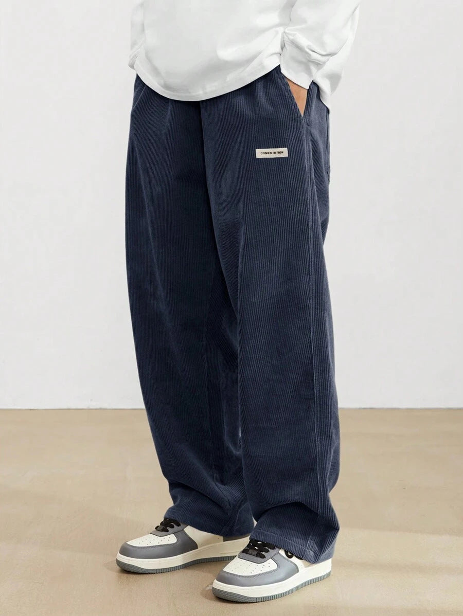 Men's Drawstring Trousers Casual Loose-fitting Pockets Straight Pants Sports Clothing