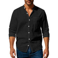 Long Sleeve Stand Collar Shirt With Pockets Casual Men's Clothing