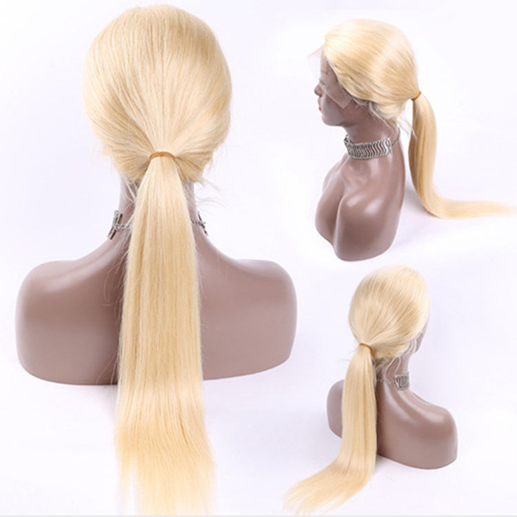 Mid-Section Blond Long Straight Hair, Chemical Fiber Wig