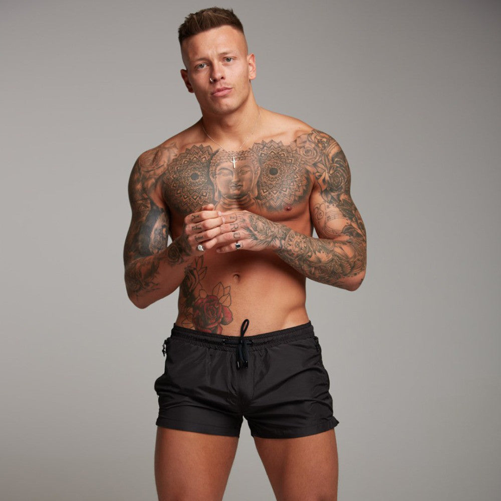 Micro-Elastic Solid Color Sports Summer Beach Casual Knitted Thin Gray Straight-Leg Shorts