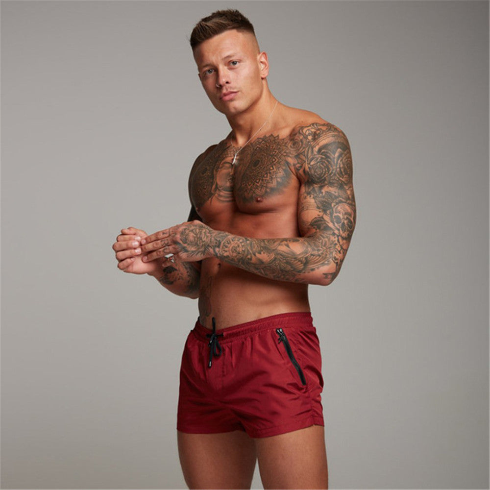 Micro-Elastic Solid Color Sports Summer Beach Casual Knitted Thin Gray Straight-Leg Shorts
