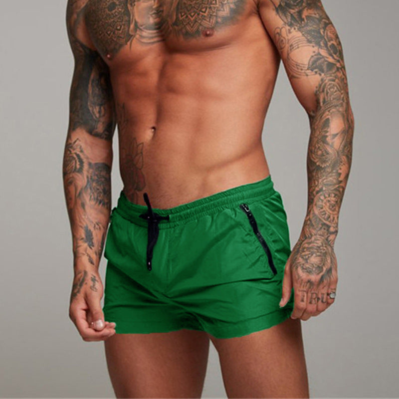 Micro-Elastic Solid Color Sports Summer Beach Casual Knitted Thin Gray Straight-Leg Shorts