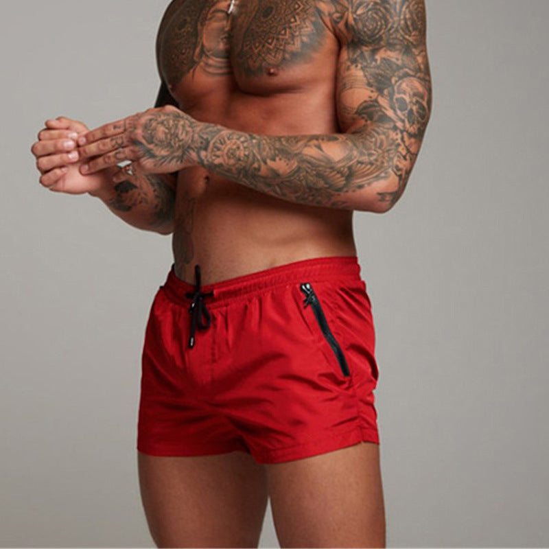 Micro-Elastic Solid Color Sports Summer Beach Casual Knitted Thin Gray Straight-Leg Shorts