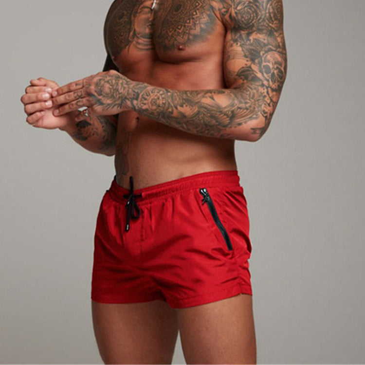 Micro-Elastic Solid Color Sports Summer Beach Casual Knitted Thin Gray Straight-Leg Shorts