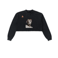 Snow Washed Raw Edge Cropped Sweatshirt