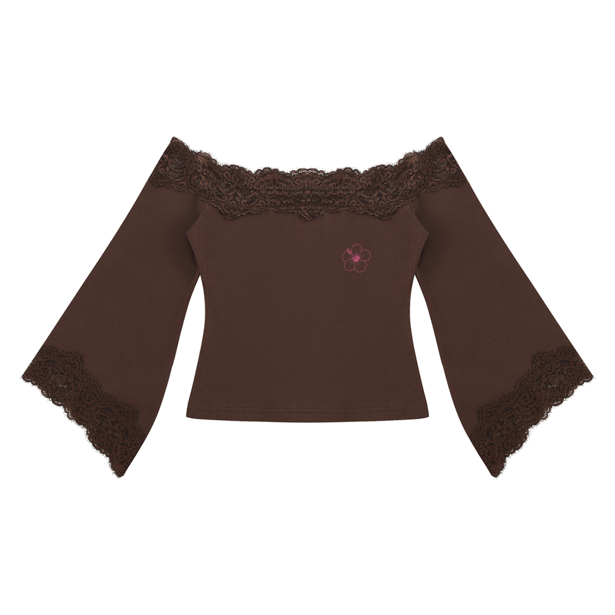 Women's Off-the-Shoulder Lace Trim T-Shirt