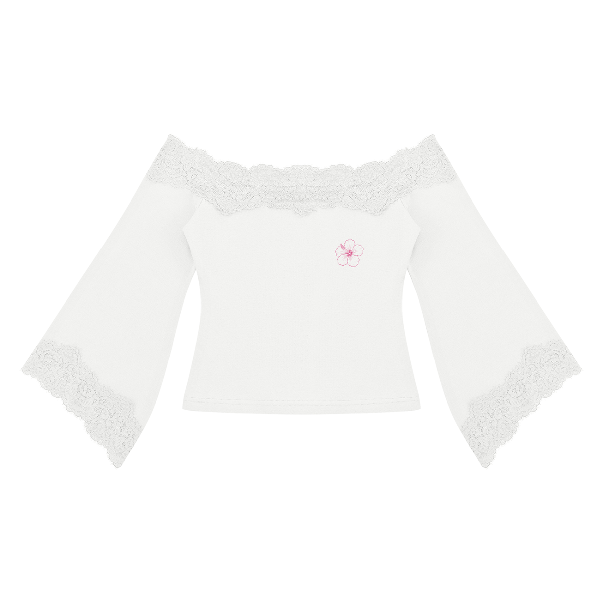 Women's Off-the-Shoulder Lace Trim T-Shirt