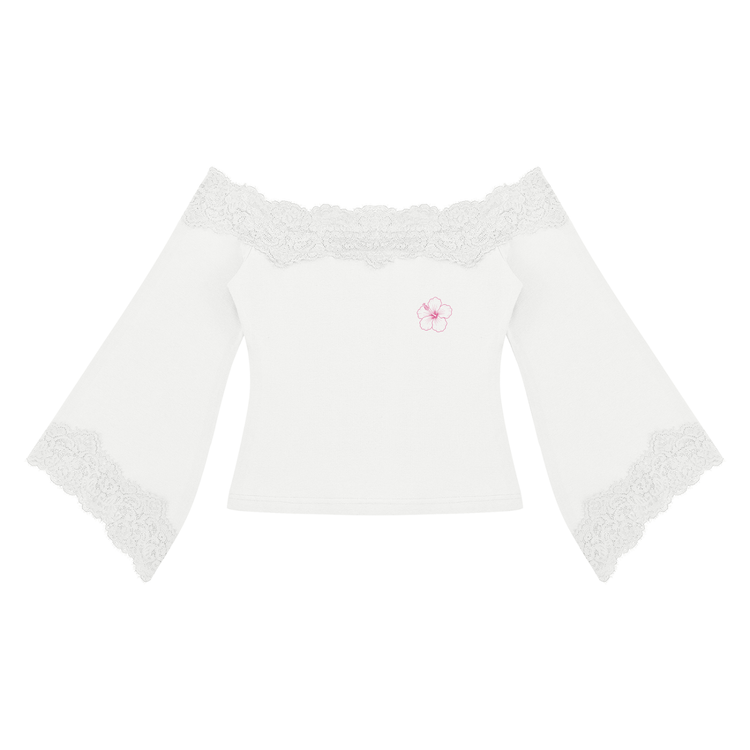 Women's Off-the-Shoulder Lace Trim T-Shirt