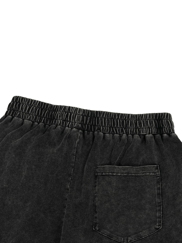 Snow Wash Drawstring Cotton Pants