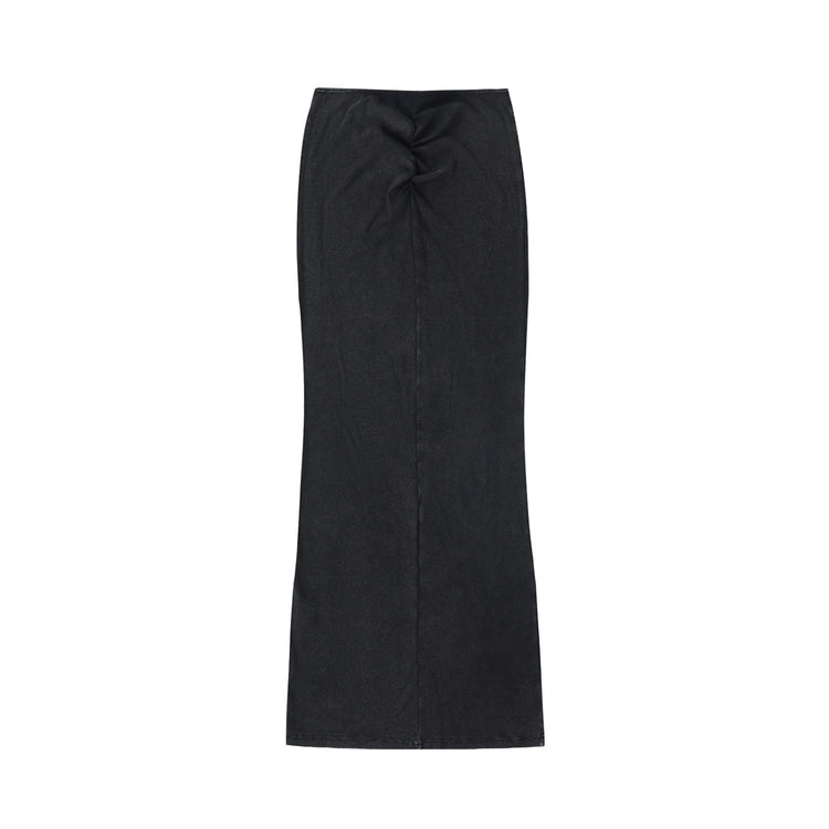 Dyed Washed Drawstring Maxi Skirt