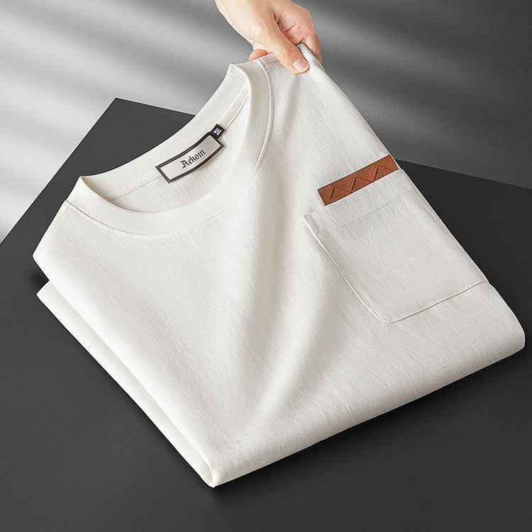 Lightweight Ice Silk Linen Men's Short-Sleeve T-Shirt