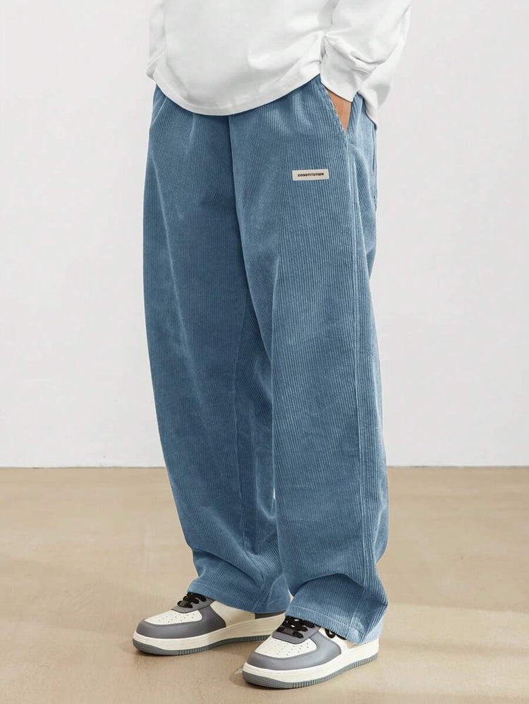 Men's Drawstring Trousers Casual Loose-fitting Pockets Straight Pants Sports Clothing