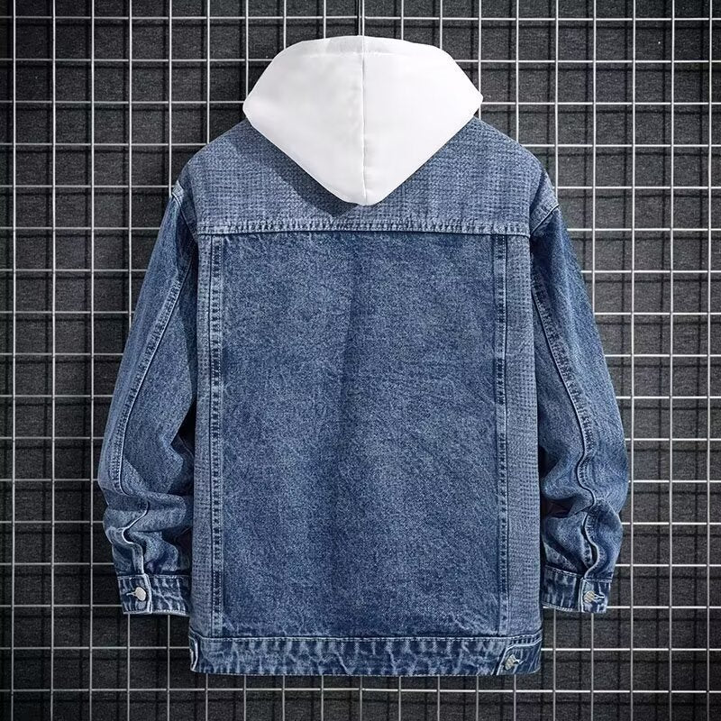 Spring New Arrival Mens Workwear Hooded Denim Jacket Coats