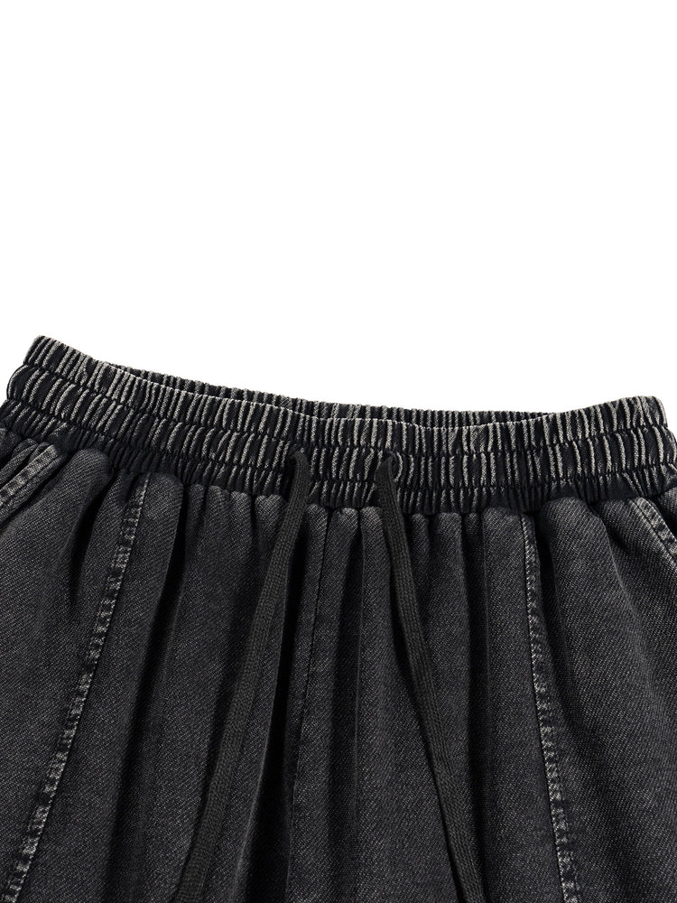 Snow Wash Drawstring Cotton Pants