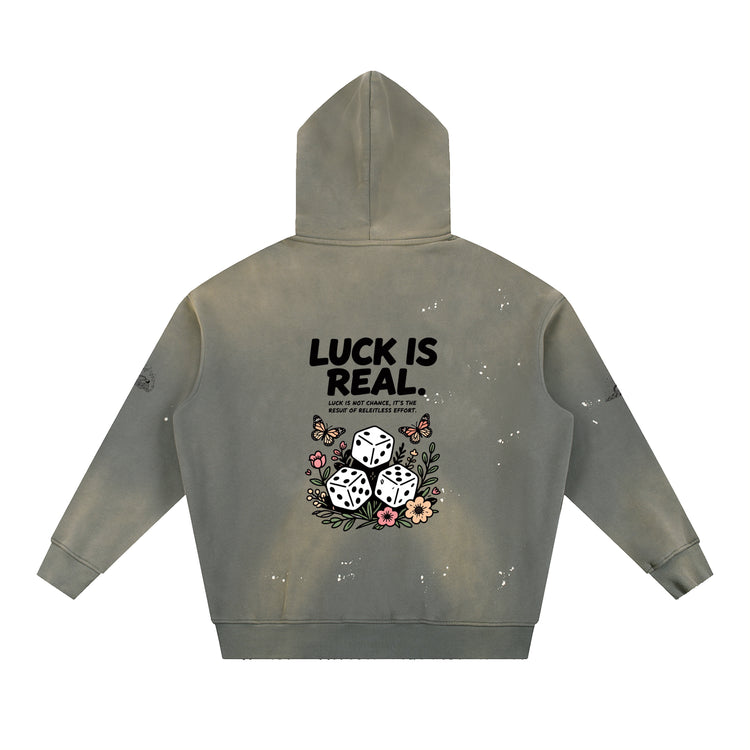 Vintage Washed Frayed Fleece Hoodie