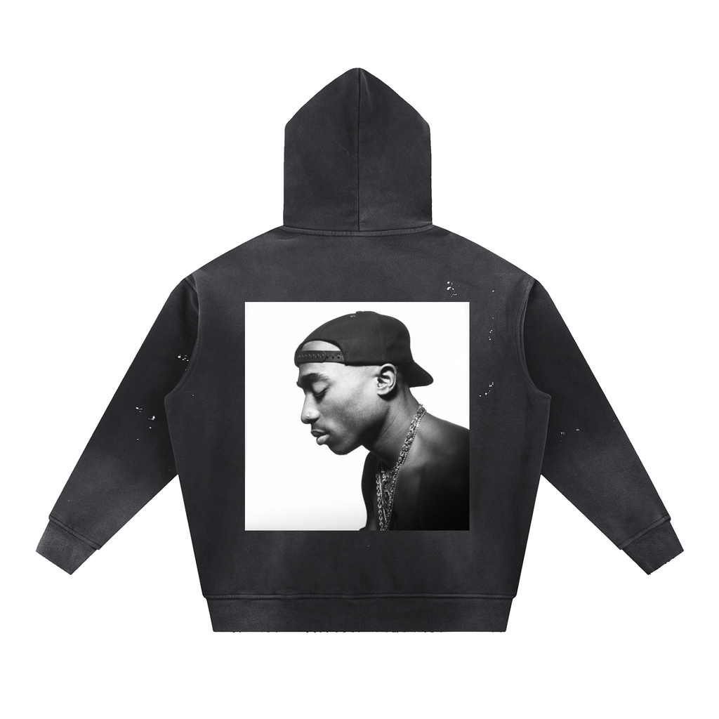 Vintage Washed Frayed Fleece Hoodie