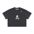 Unisex Boxy Plaid-Lined Double-Face T-Shirt