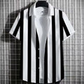 Color Simple Striped Men's 3D Printing Short Sleeve