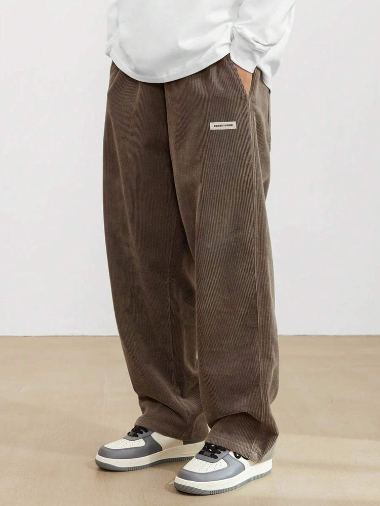 Men's Drawstring Trousers Casual Loose-fitting Pockets Straight Pants Sports Clothing