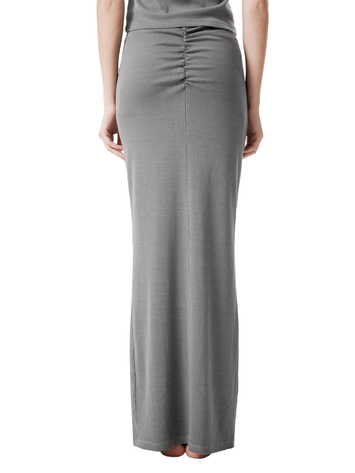 Dyed Washed Drawstring Maxi Skirt
