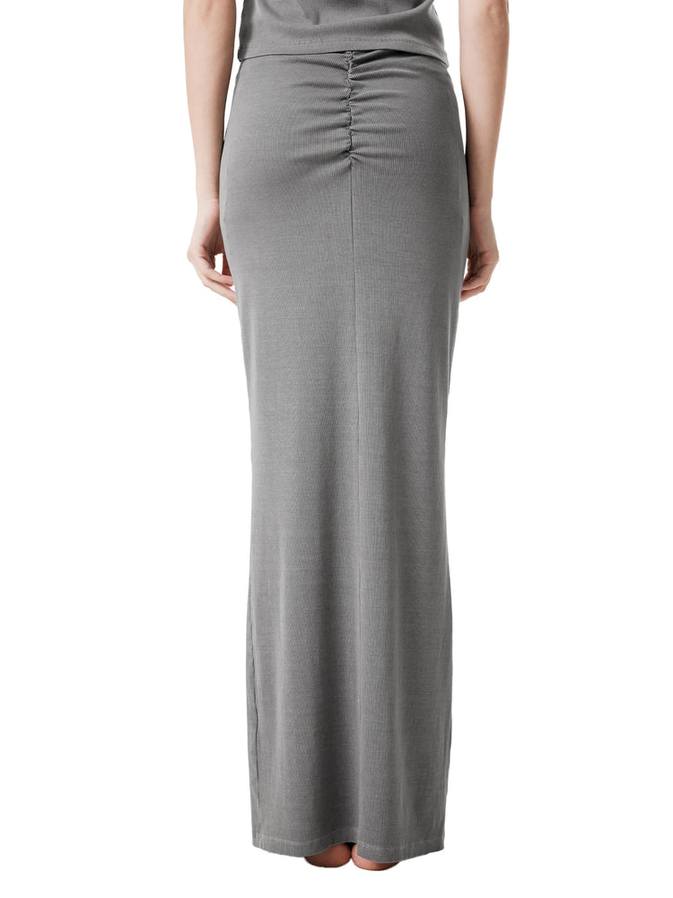 Dyed Washed Drawstring Maxi Skirt