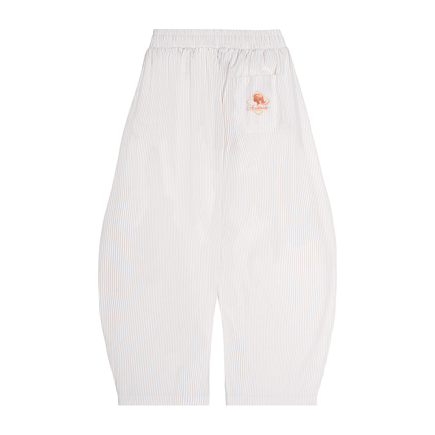 Vertical Stripe Drawstring Barrel Pants