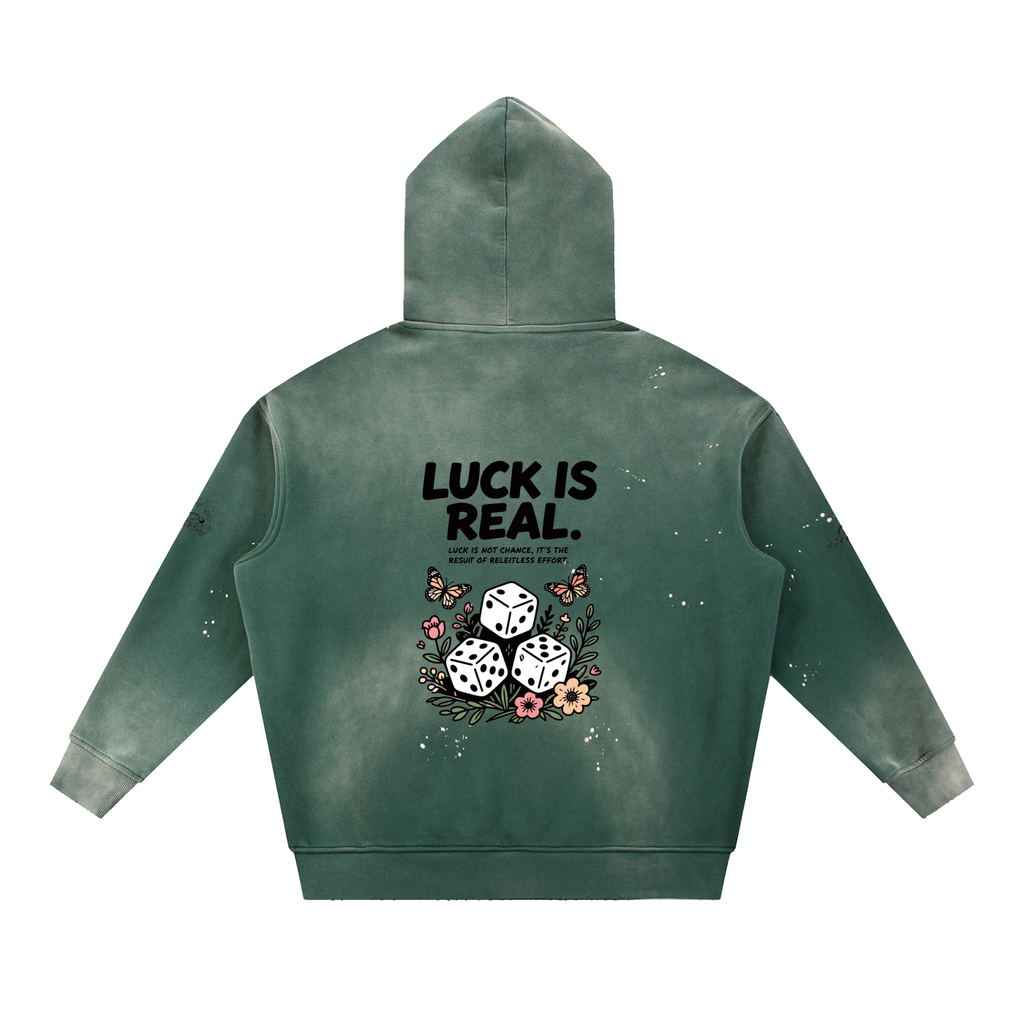 Vintage Washed Frayed Fleece Hoodie