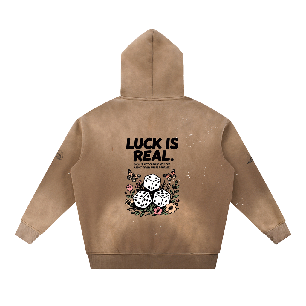 Vintage Washed Frayed Fleece Hoodie