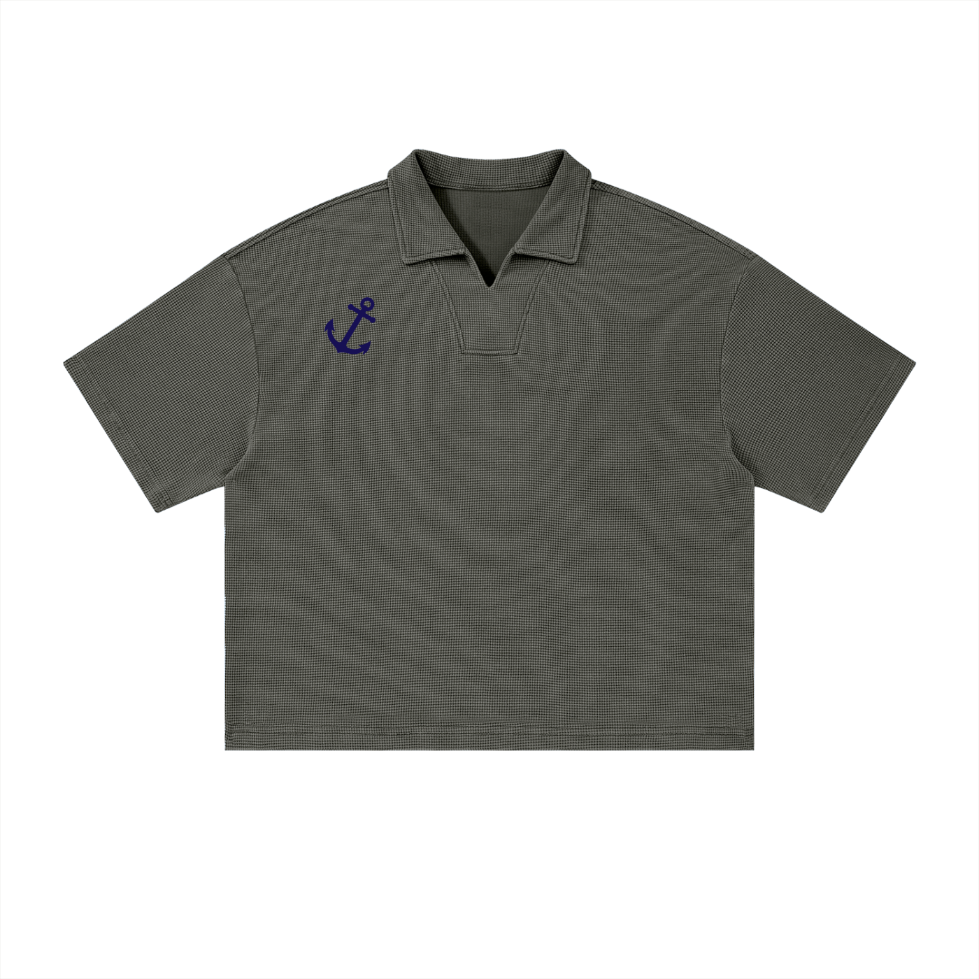 Unisex Vintage Wash Waffle Boxy Polo Shirt