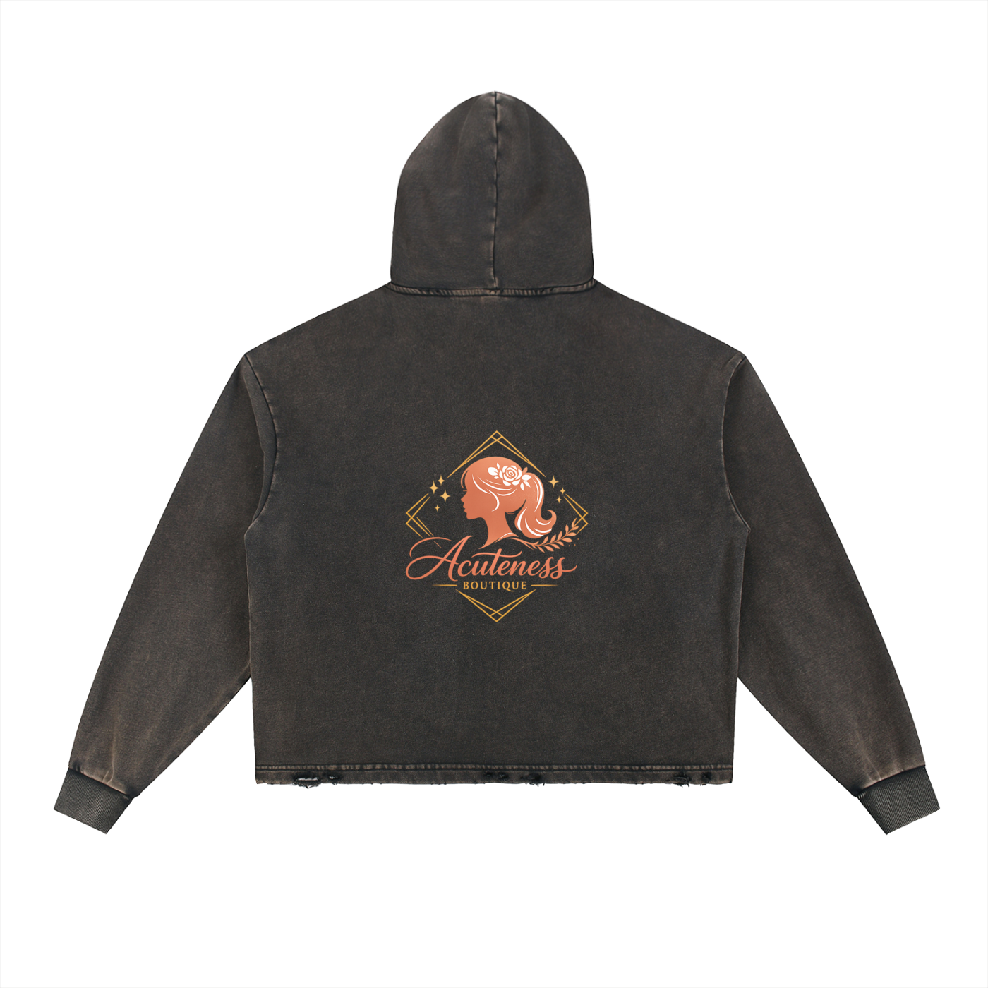 Vintage Washed Frayed-Hem Hoodie
