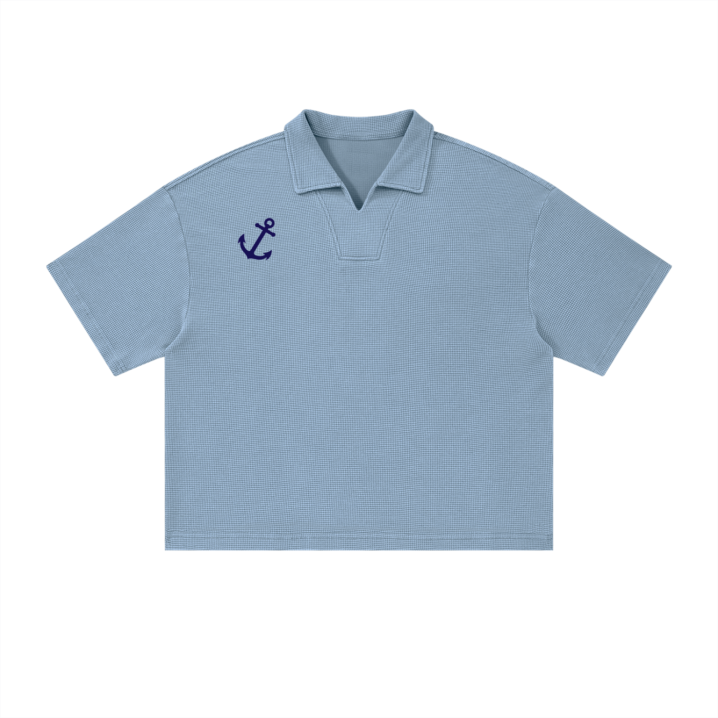 Unisex Vintage Wash Waffle Boxy Polo Shirt