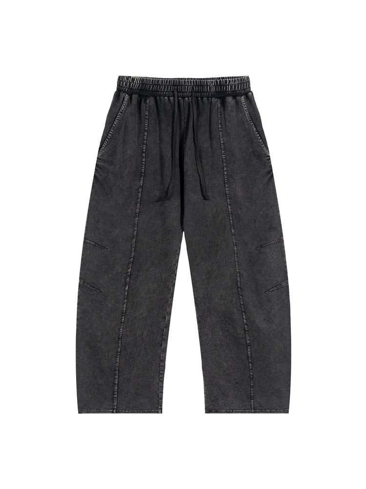 Snow Wash Drawstring Cotton Pants