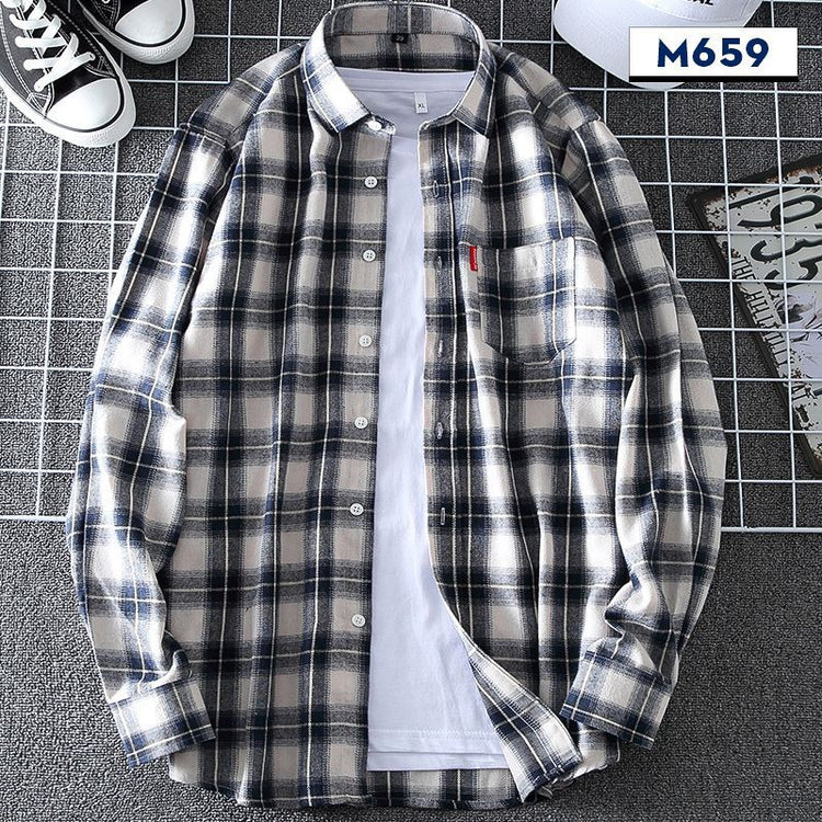Springautumn Casual Thin Men's Plaid Shirt