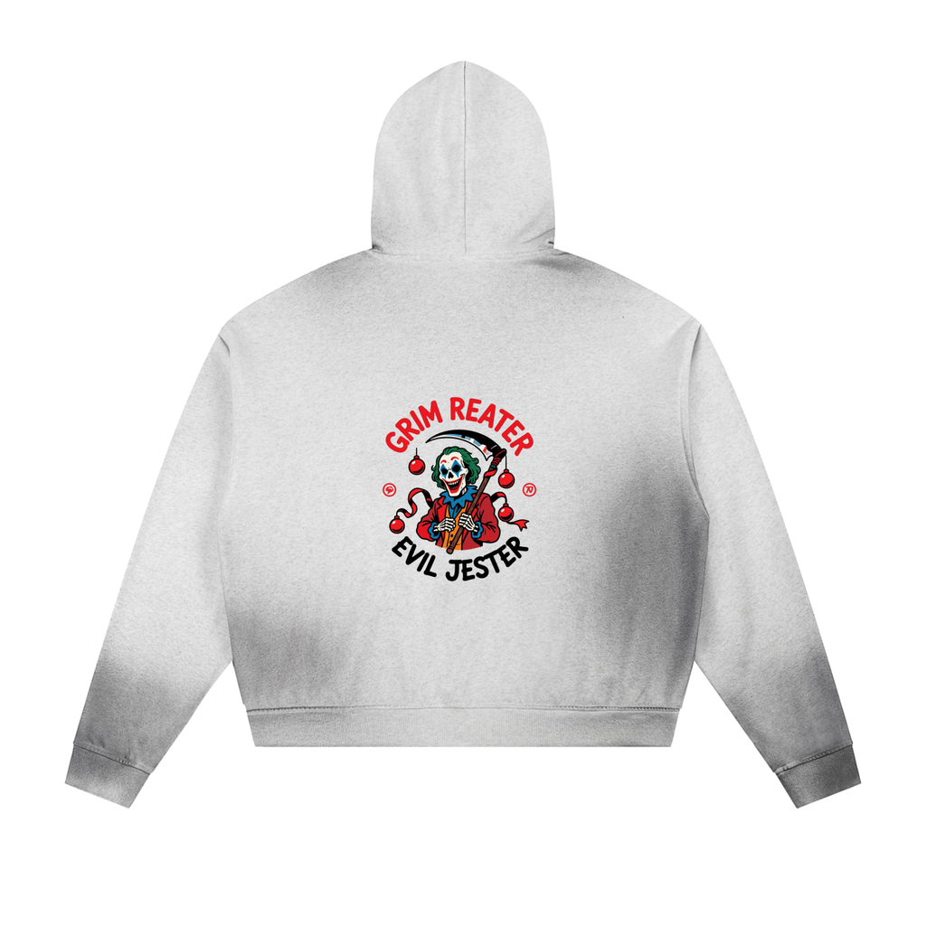Sun Fade Frayed Raw Edge Fleece Zip Hoodie