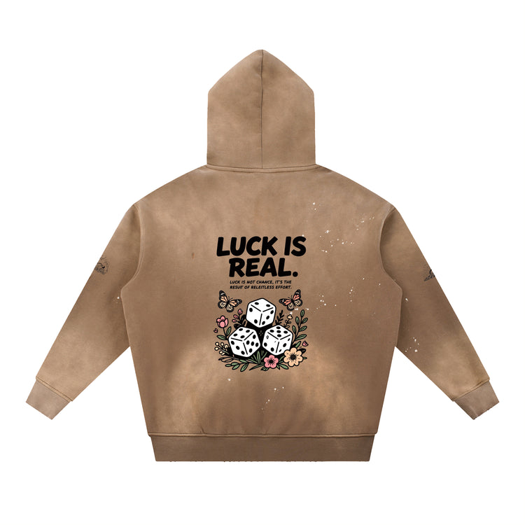 Vintage Washed Frayed Fleece Hoodie