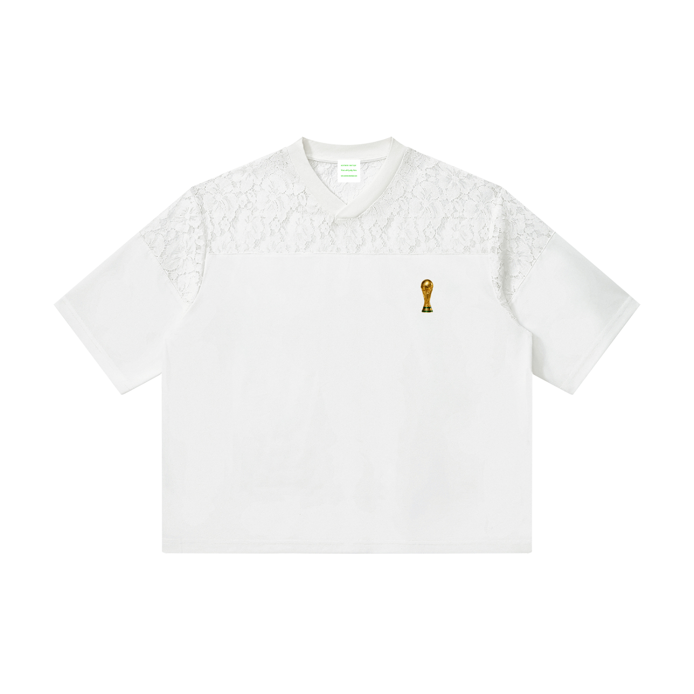 Unisex Lace Paneling V-Neck T-Shirt