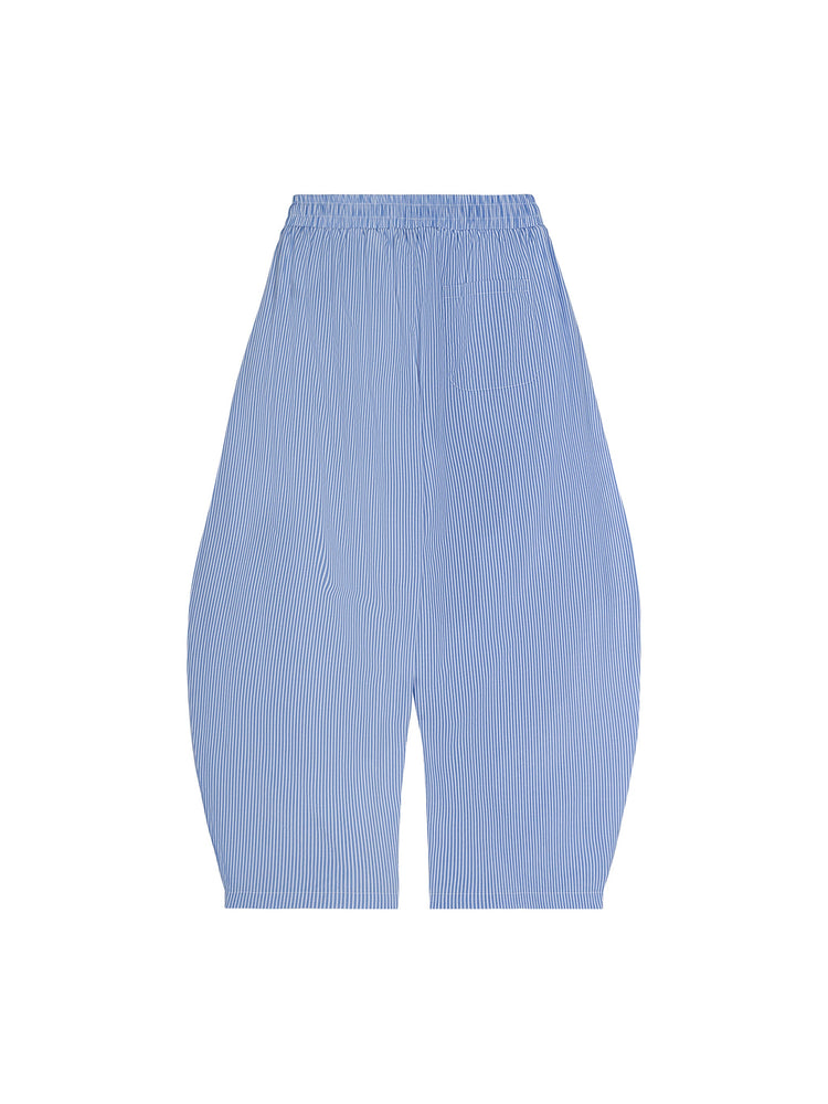 Vertical Stripe Drawstring Barrel Pants