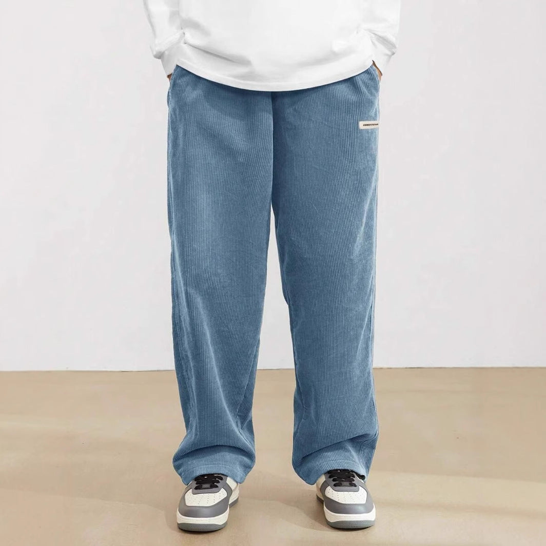Men's Drawstring Trousers Casual Loose-fitting Pockets Straight Pants Sports Clothing