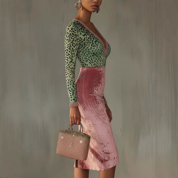 Shiny, Stretchy Velvet Bodycon High-waist Mermaid Skirt