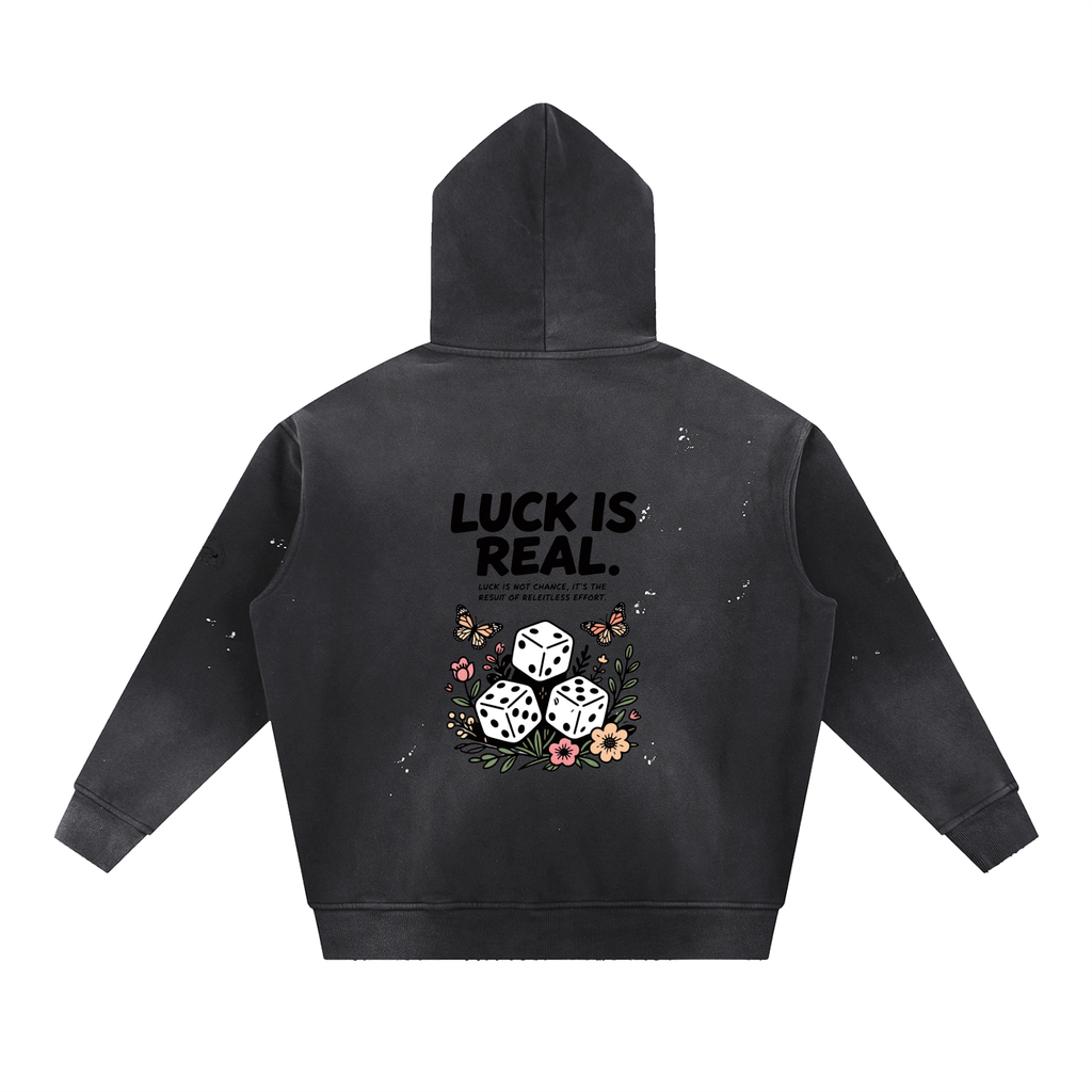 Vintage Washed Frayed Fleece Hoodie